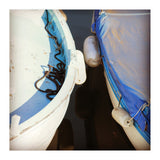 Blue and white wooden fishing boats (Print Only) thumbnail