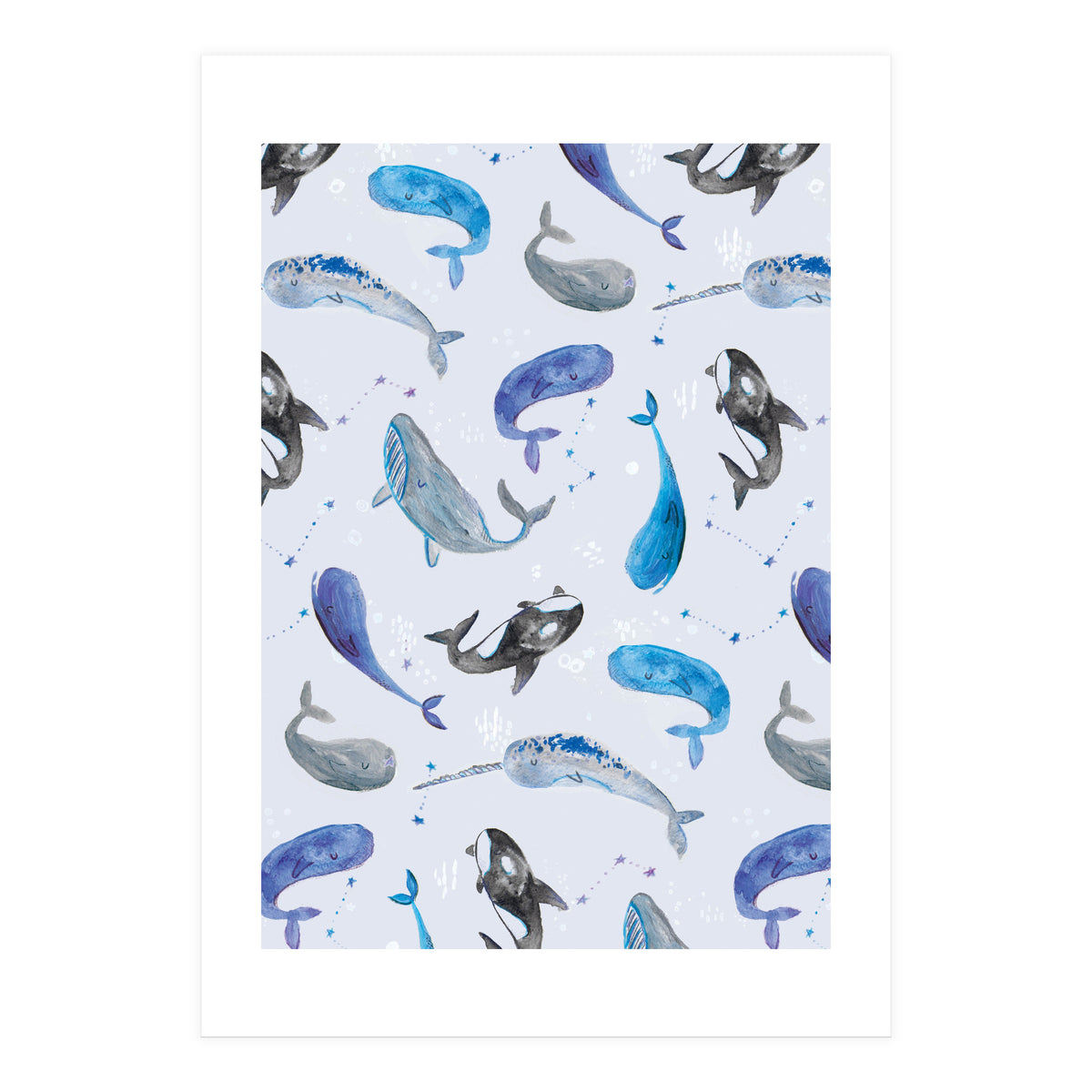 Whales Repeat Pattern (Print Only)