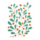 Springtime Floral | Orange and Green (Print Only) thumbnail