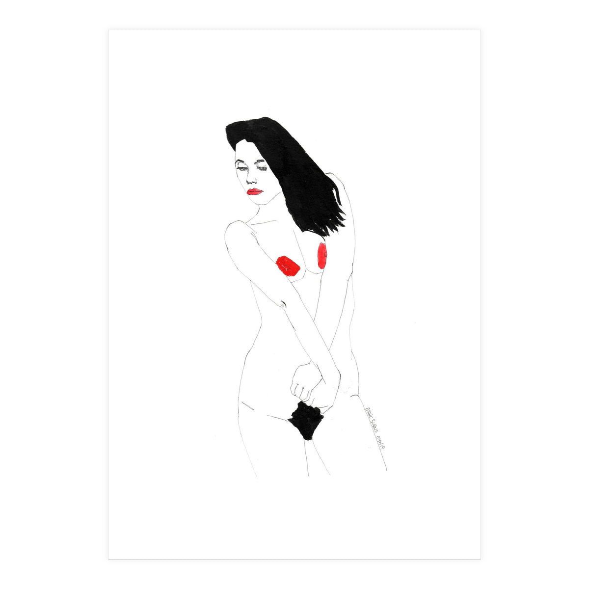 Untitled #19 - Nude in black and red (Print Only)
