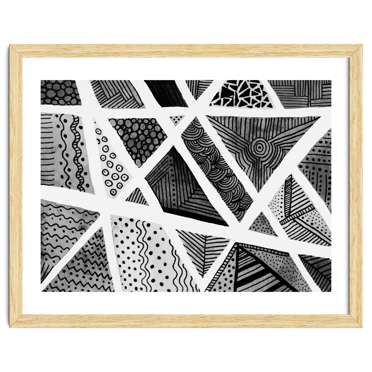 Geometric doodle pattern in black and white