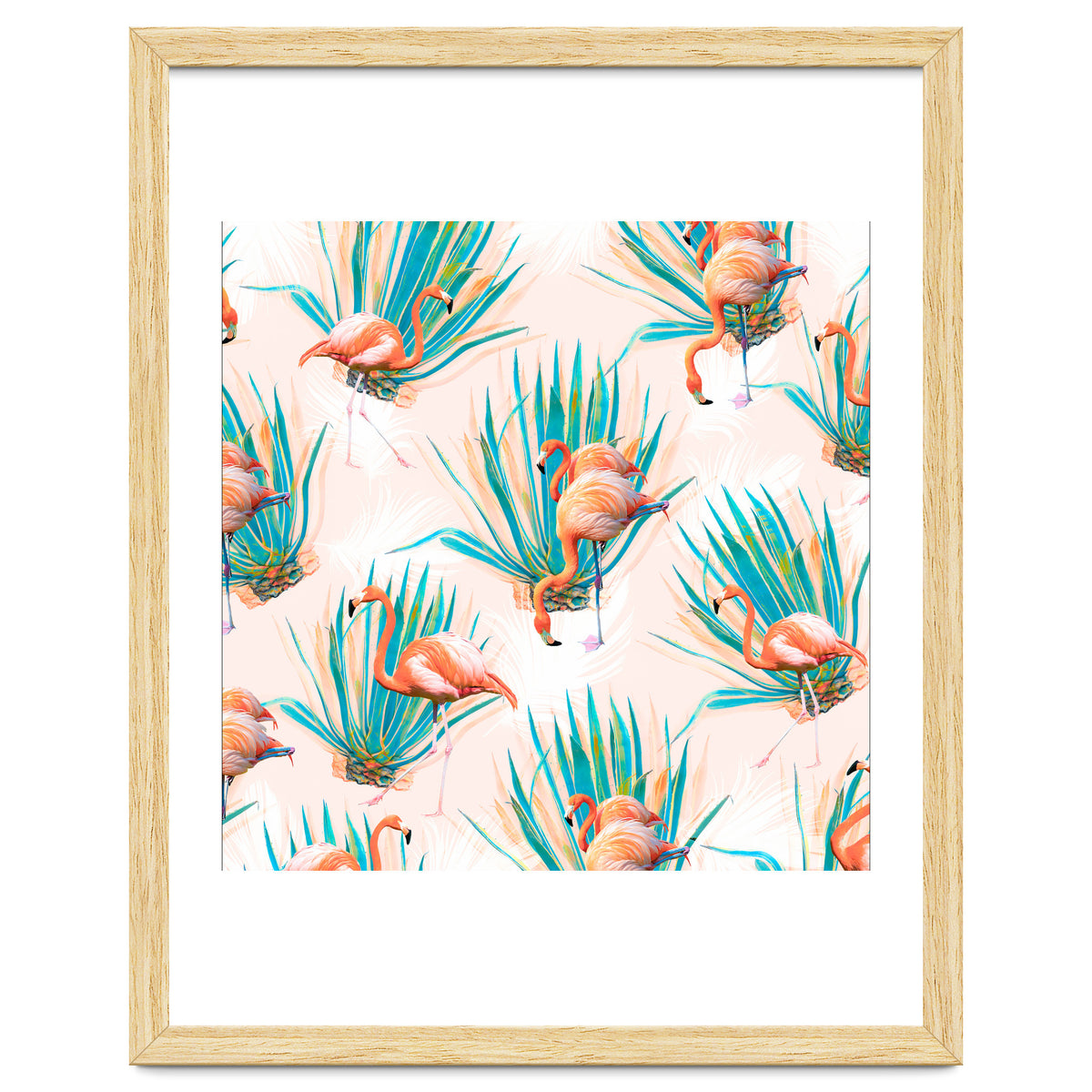 Anaglyph Flamingos with cactus
