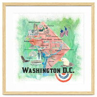 Washington Dc Usa Illustrated Travel Poster Favorite Map Tourist Highlights