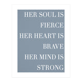 Fierce, Brave, Strong Female Empowerment Quote Blue (Print Only) thumbnail