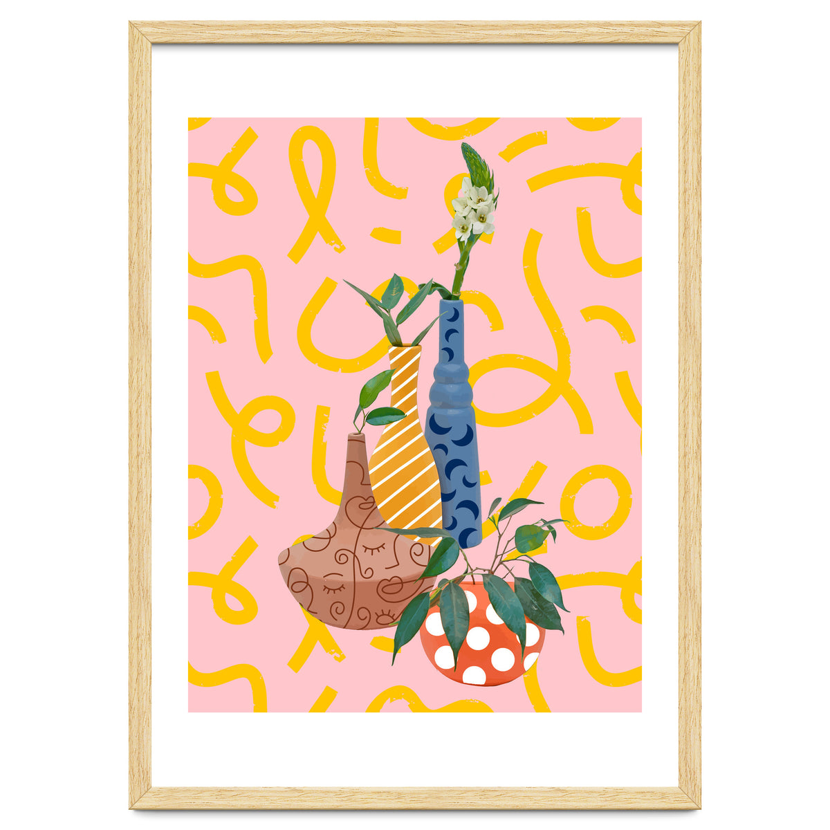 Modern Botanicals, Abstract Plant Pots, Quirky Nature Bohemian, Contemporary Decor