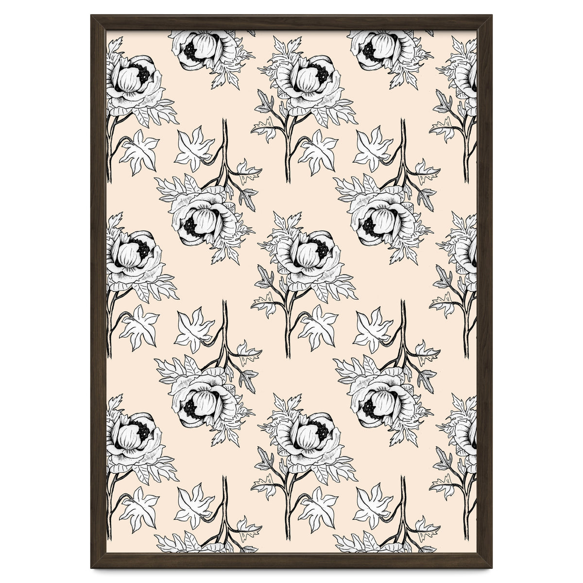 Drawing pattern of roses to pencil on beige