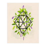 Geometric frame with leaves and flowers (Print Only) thumbnail