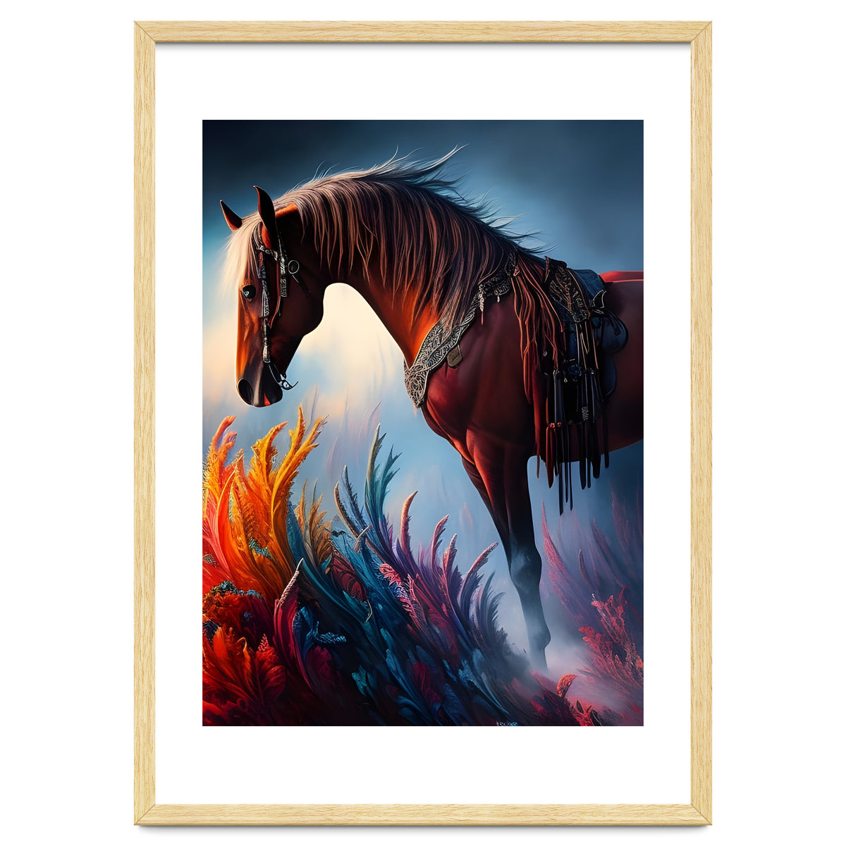 Elegant Prismatic Arabian Horse Digital Art