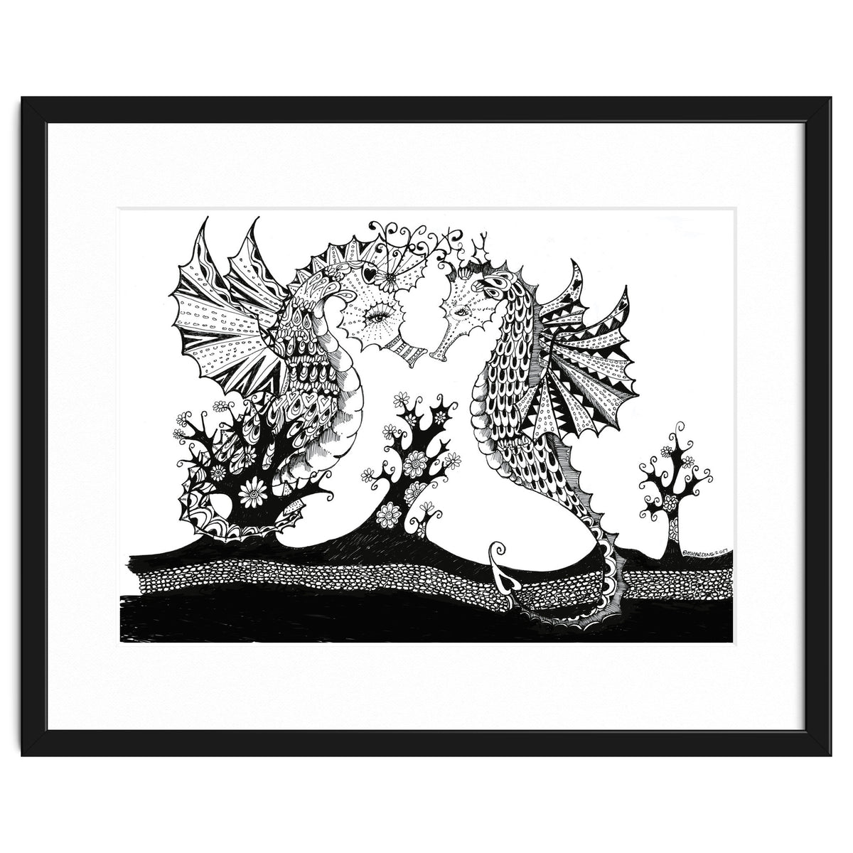 Seahorse Dragons Love Illustration