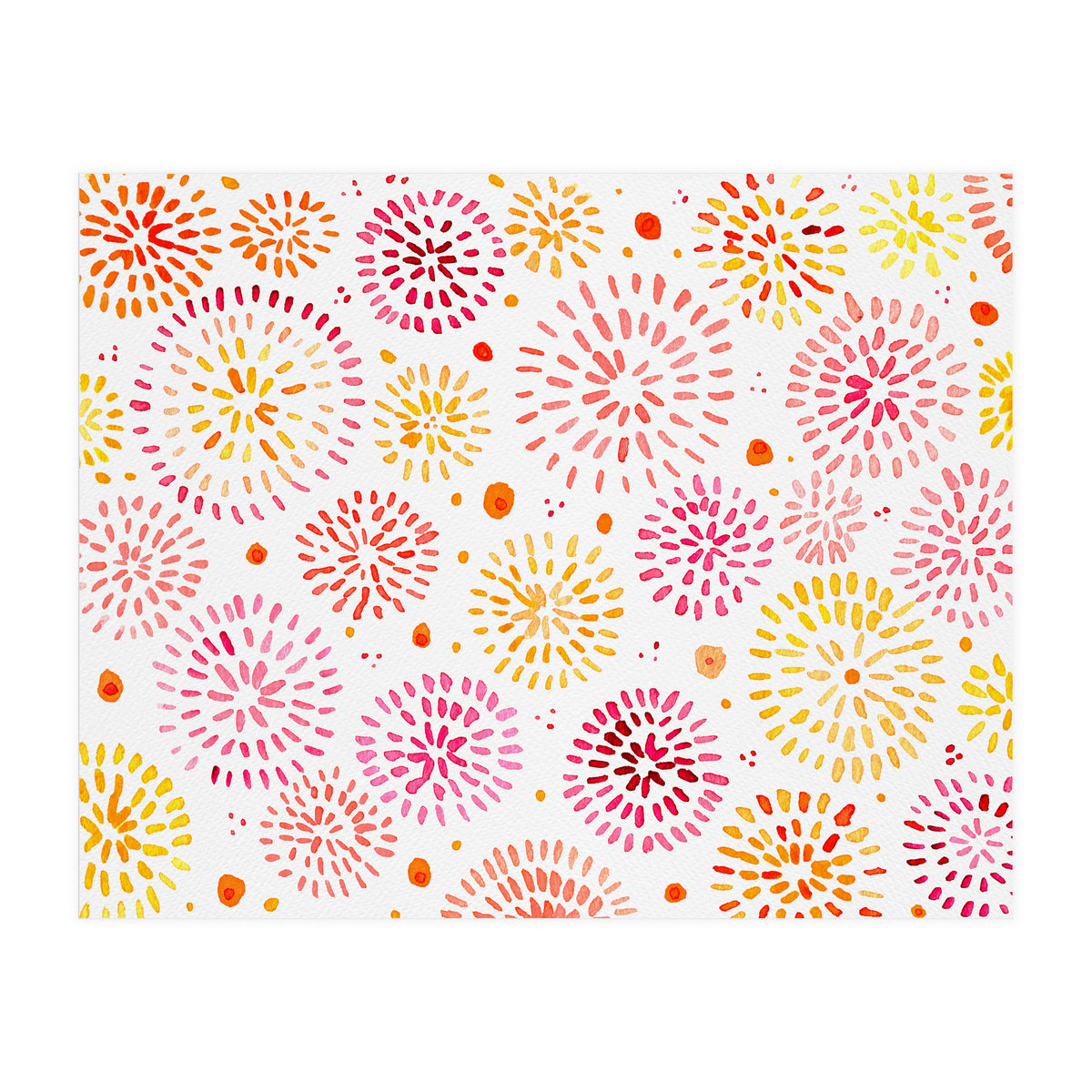 Abstract fireworks pattern in yellow and red (Print Only)