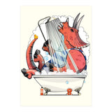 Dinosaur Triceratops in the Shower, funny bathroom humour (Print Only) thumbnail