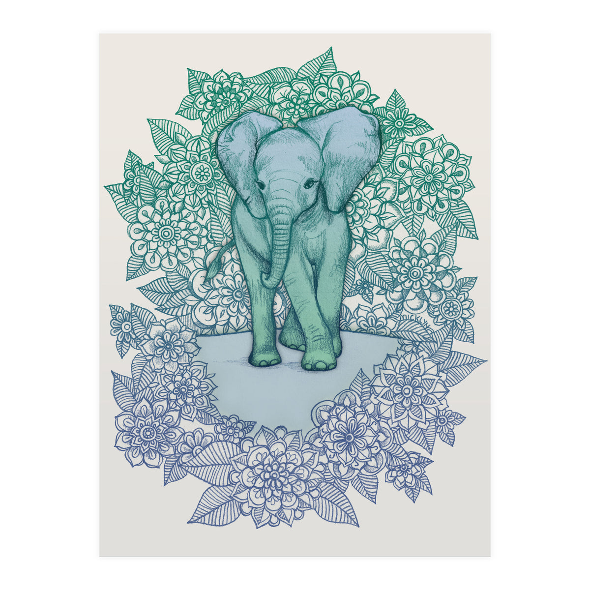Emerald Elephant in the Lilac Evening (Print Only)