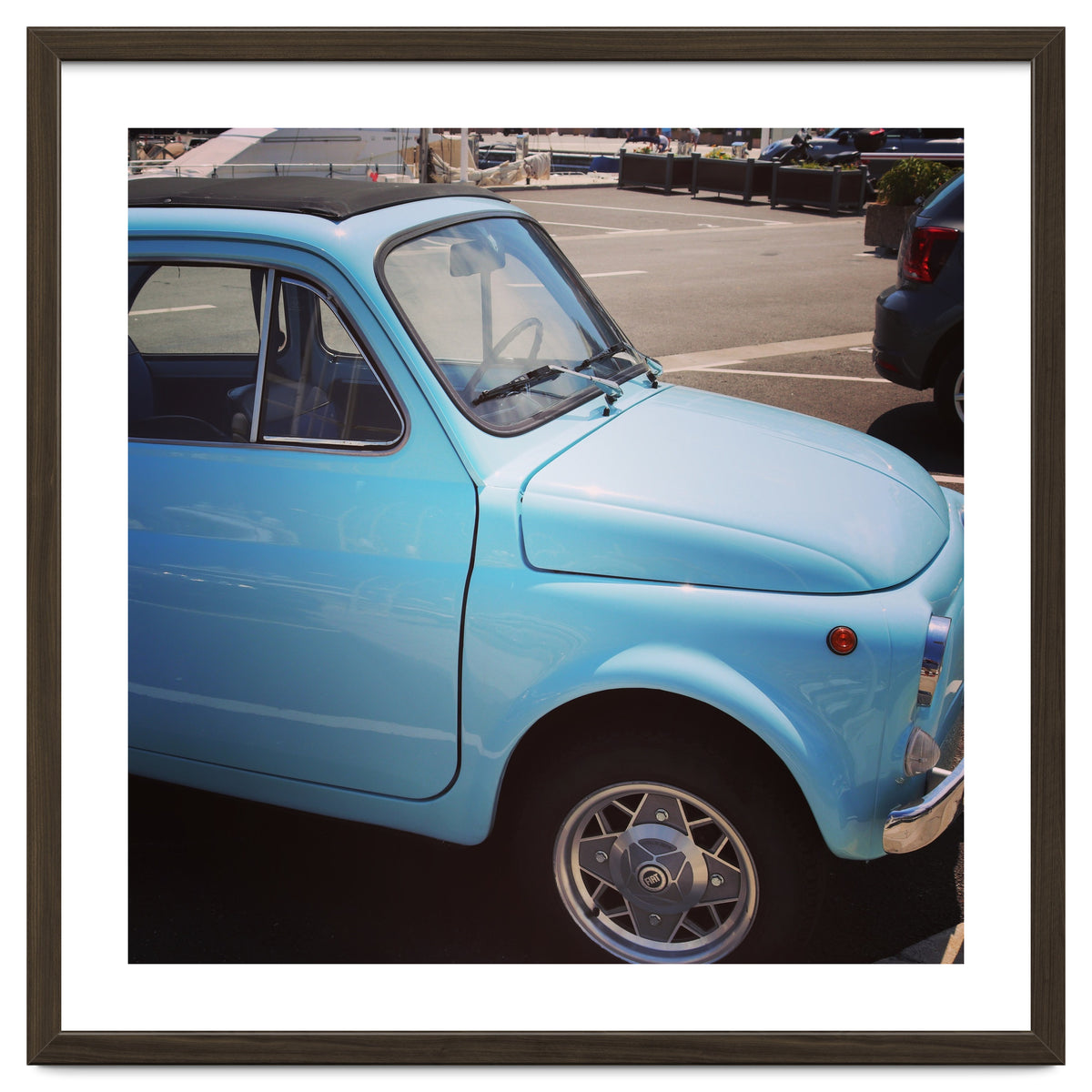 Pale blue Fiat 500