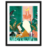 Urban Jungle Bath | Tropical Modern Bohemian Woman Bathtub | Pet Monkey Wild Animals Moon Watercolor thumbnail
