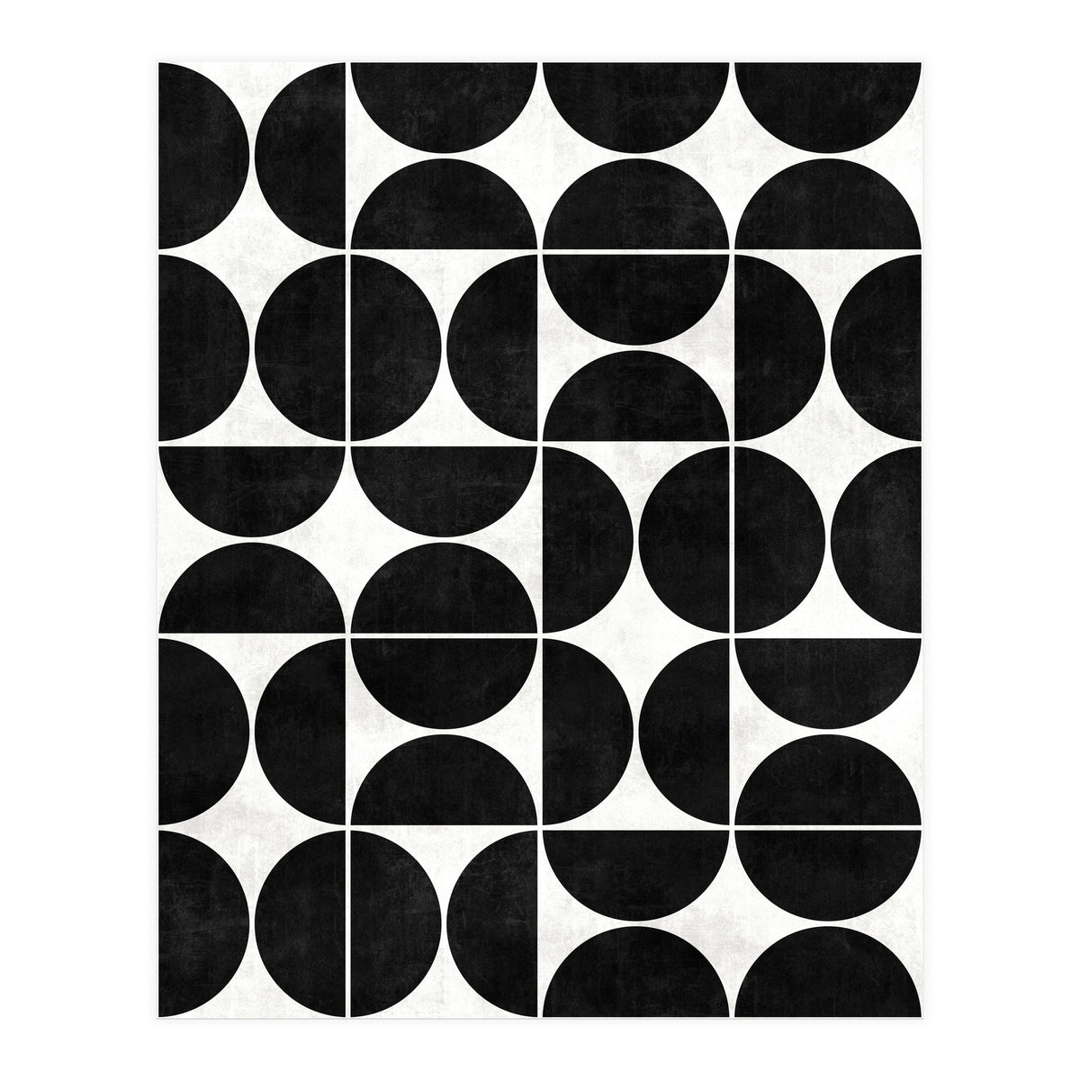 Mid-Century Modern Pattern No.3 - Black and White Concrete (Print Only)