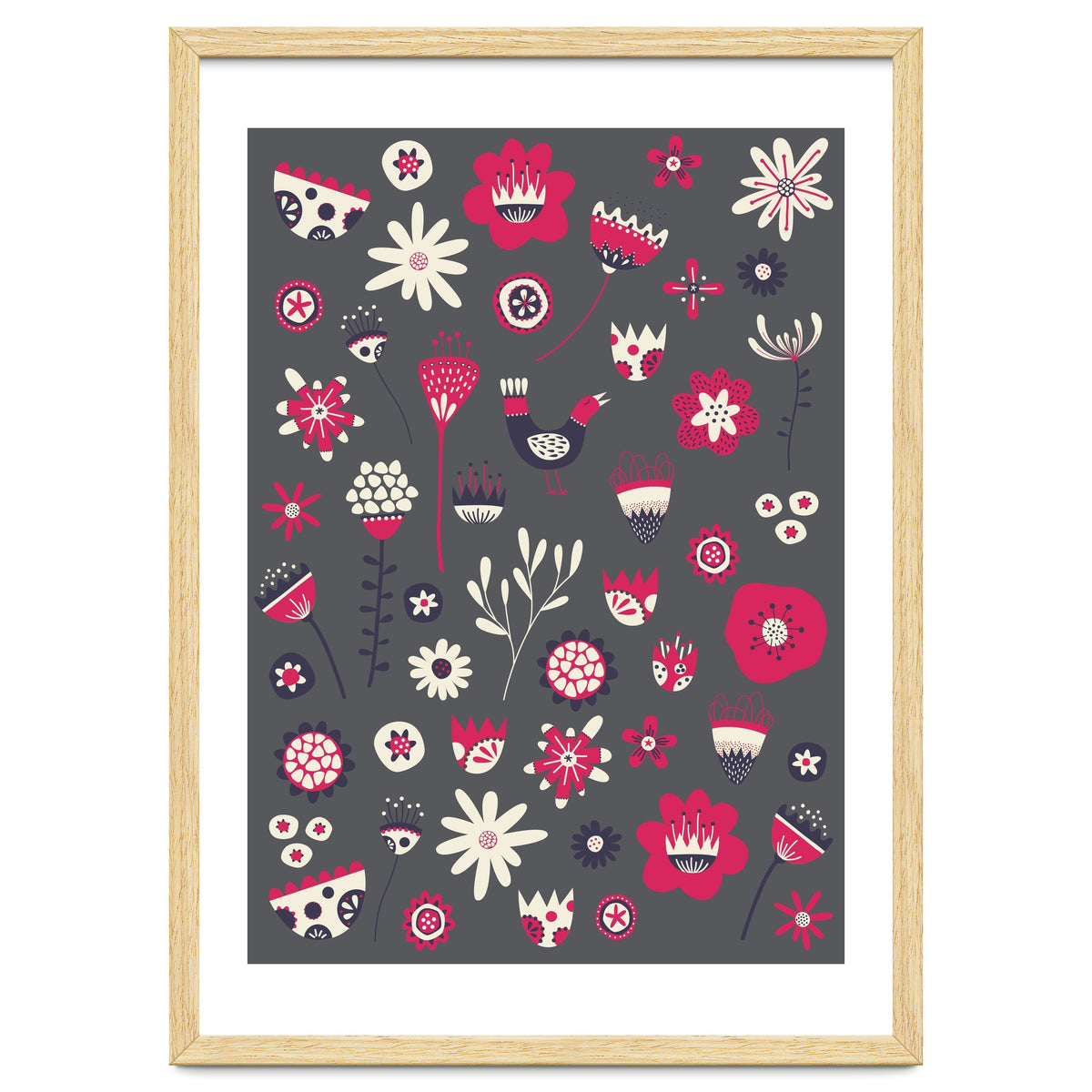 Spring Folk Floral Grey