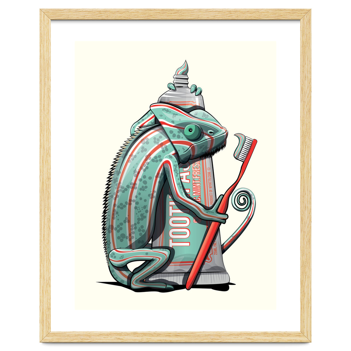 Chameleon Brushing Teeth, Funny Bathroom Humour