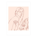 Lueur, Tropical Nude Modern Bohemian Woman Line Art, Minimal Scandinavian Sketch Blush Drawing (Print Only) thumbnail