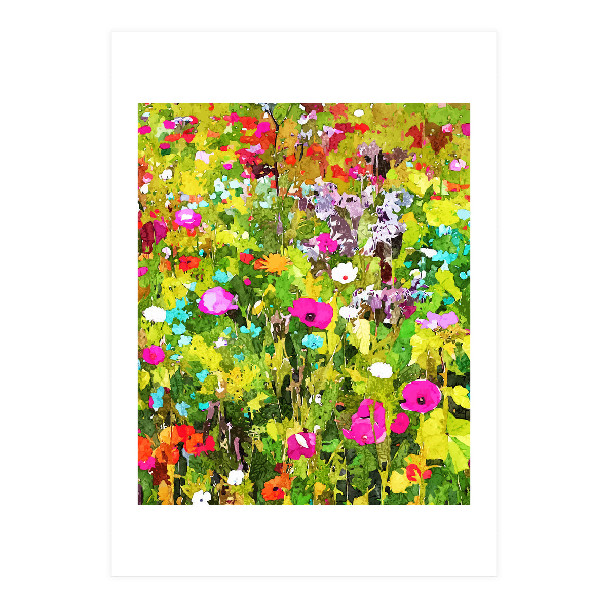 Meadow Flowers, Botanical Nature Landscape Painting (Print Only)