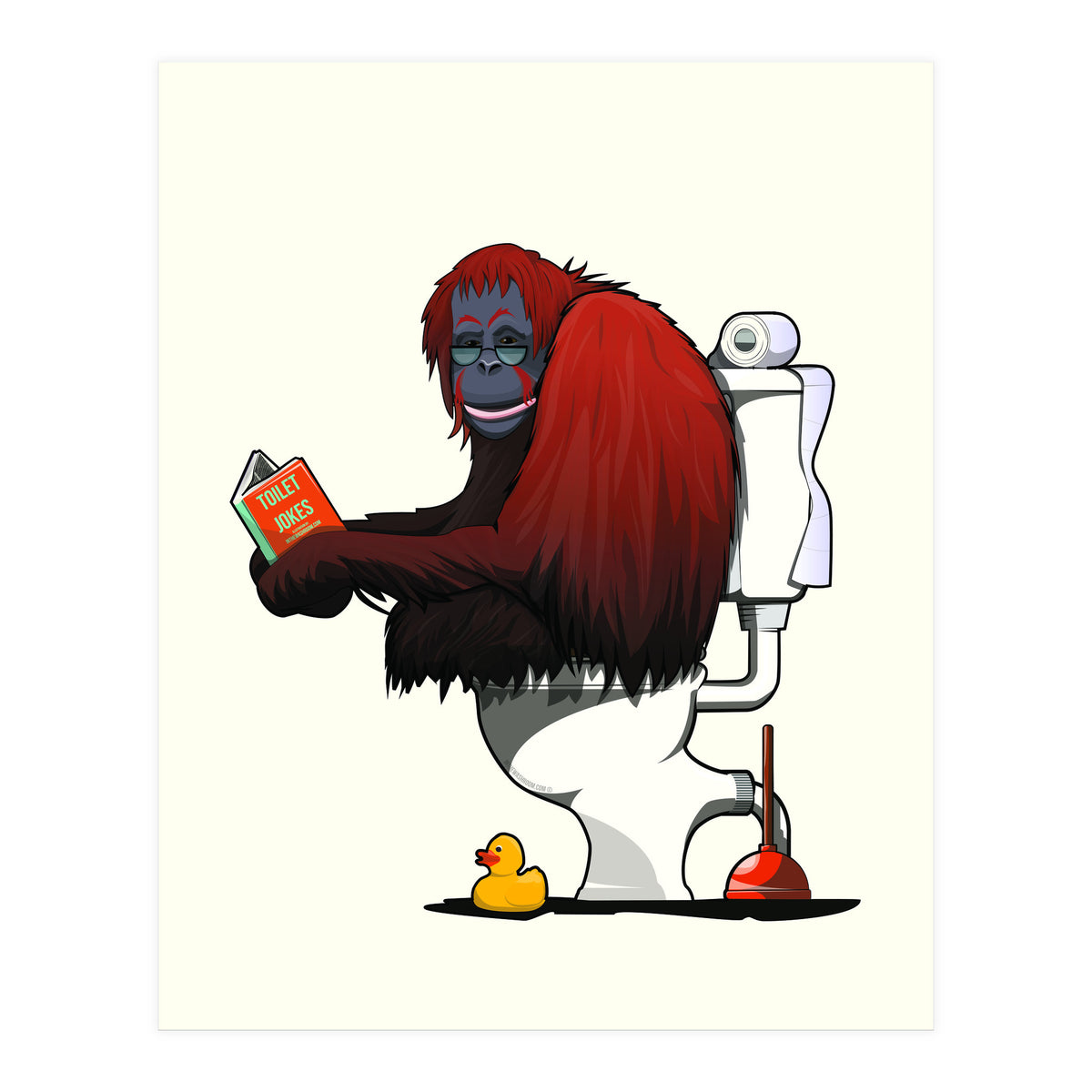 Orangutan on the Toilet, Funny Bathroom Humour (Print Only)