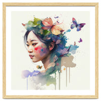 Watercolor Floral Asian Woman #7