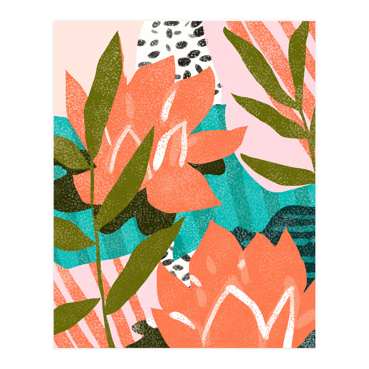 Forever in My Garden | Abstract Botanical Nature Plants Floral Painting | Quirky Modern Contemporary (Print Only)