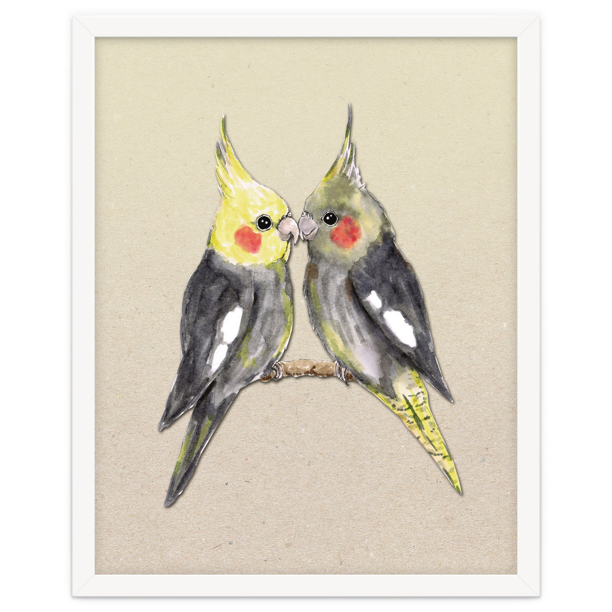 Two cute cockatiels