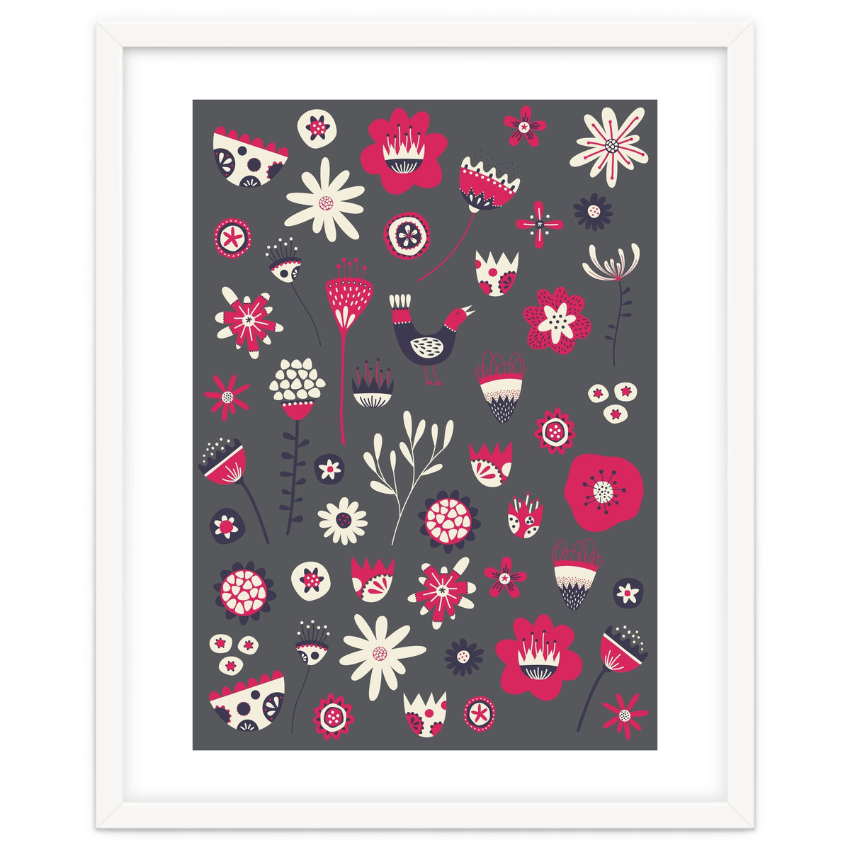 Spring Folk Floral Grey