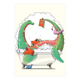 Dinosaur Plesiosaurus in the Bath, funny bathroom humour (Print Only) thumbnail