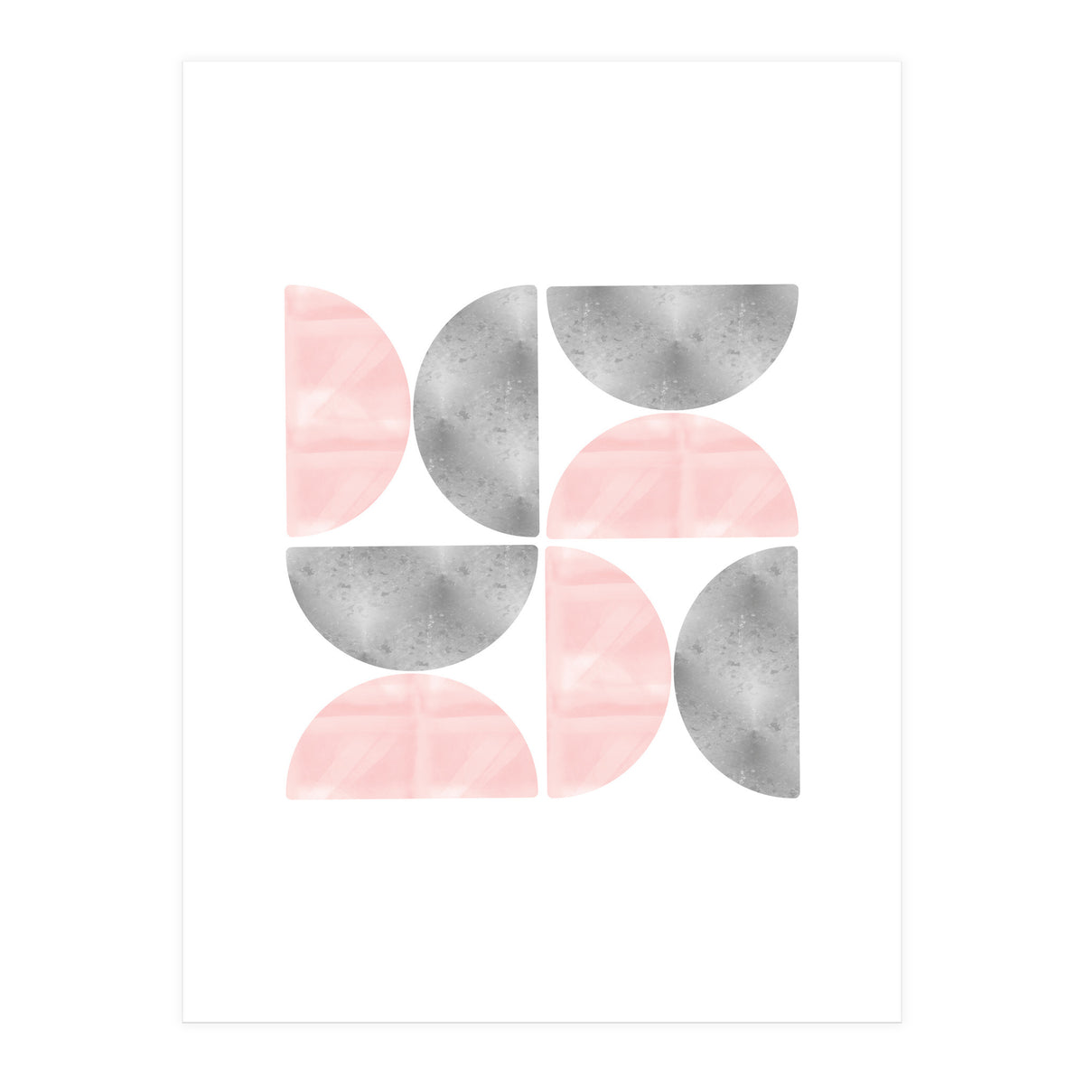 Half Moon Blush And Grey Abstract  (Print Only)