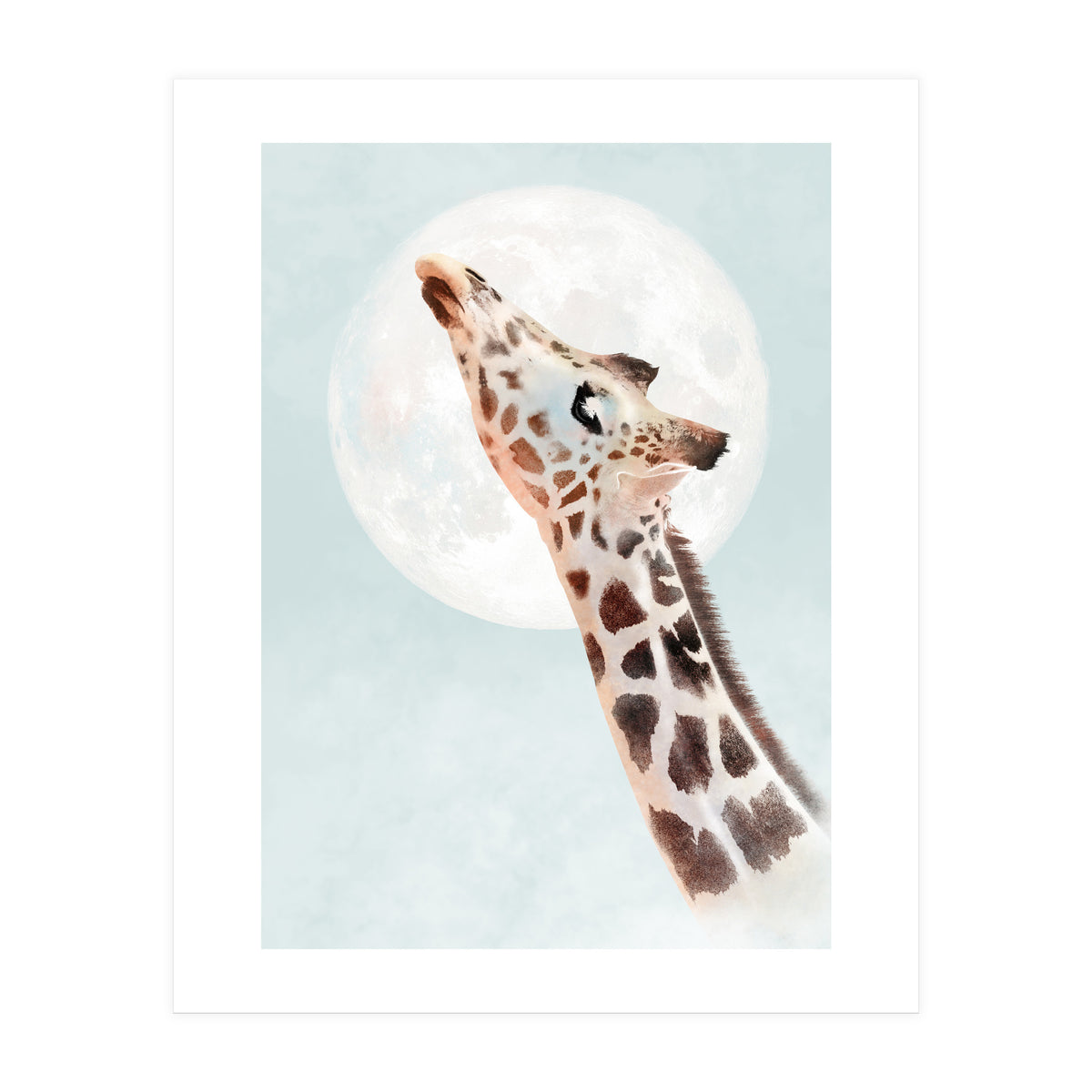 Giraffe And Moon (Print Only)