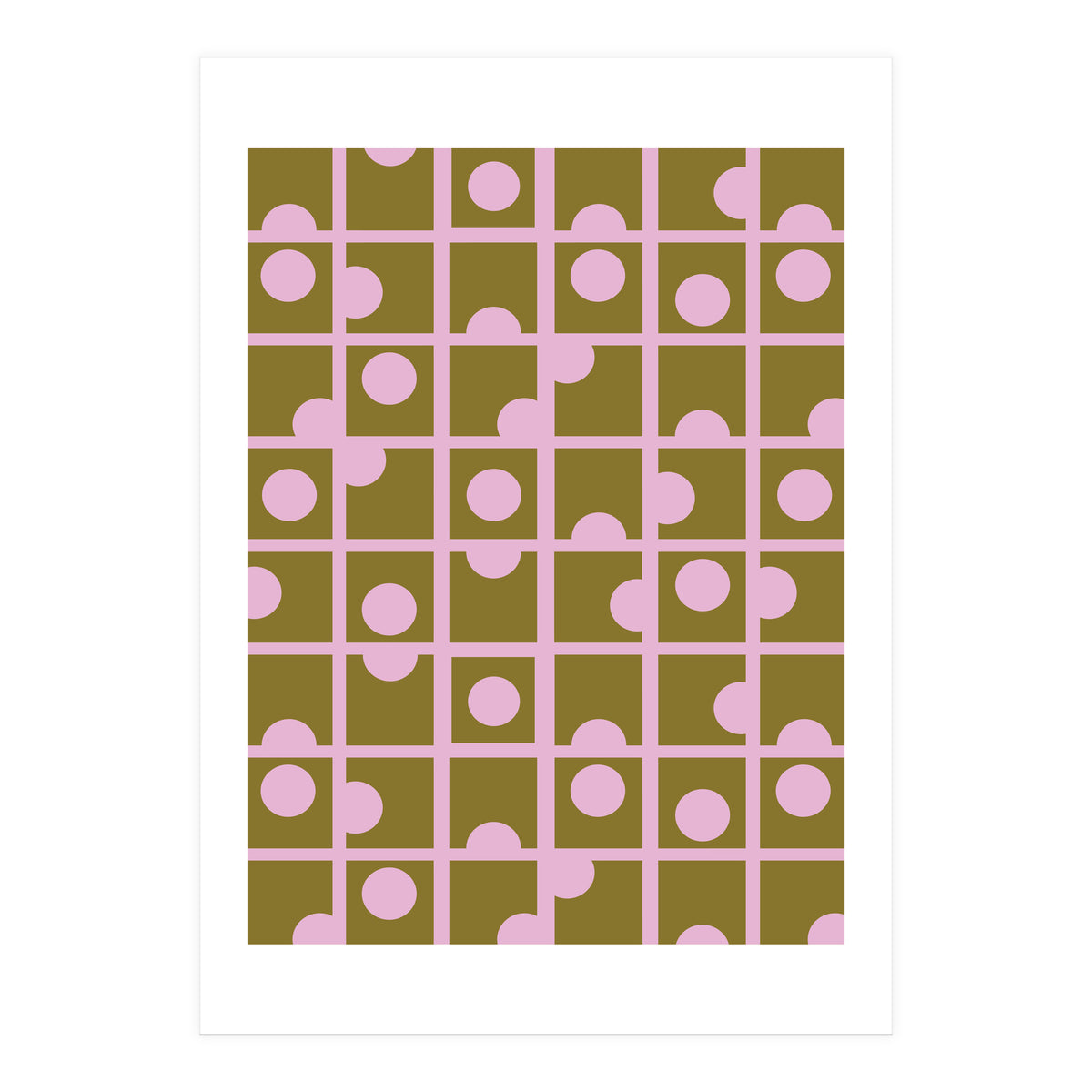 Pink Retro Circles Pattern (Print Only)