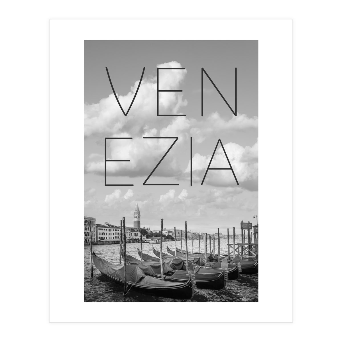 VENICE Grand Canal and St Mark's Campanile | Text & Skyline (Print Only)