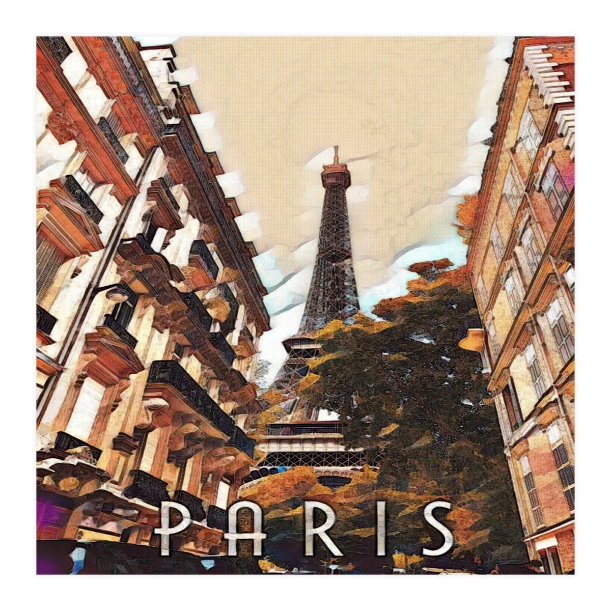 Paris, Eiffel tower street view. (Print Only)