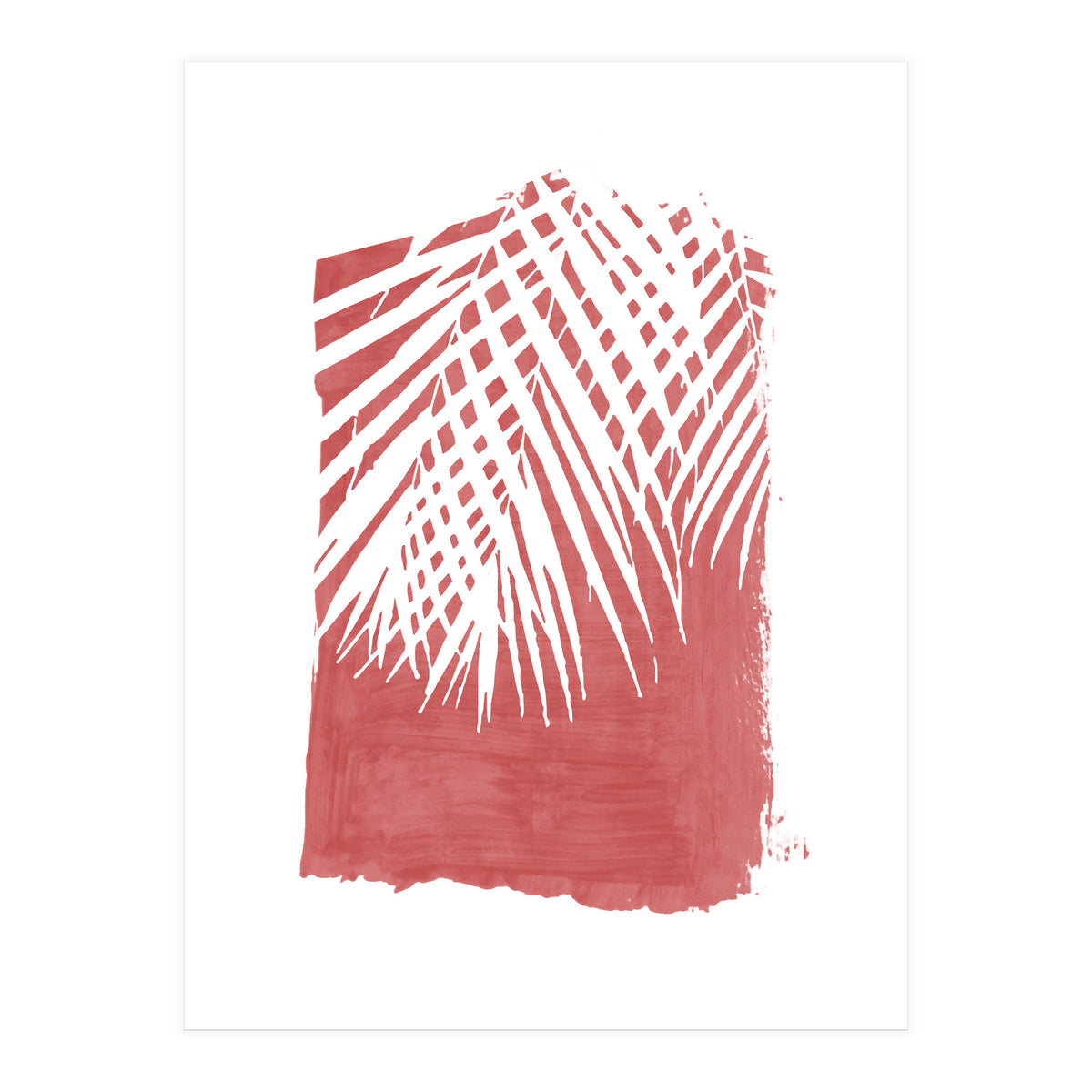 Palm Leaves On Red (Print Only)