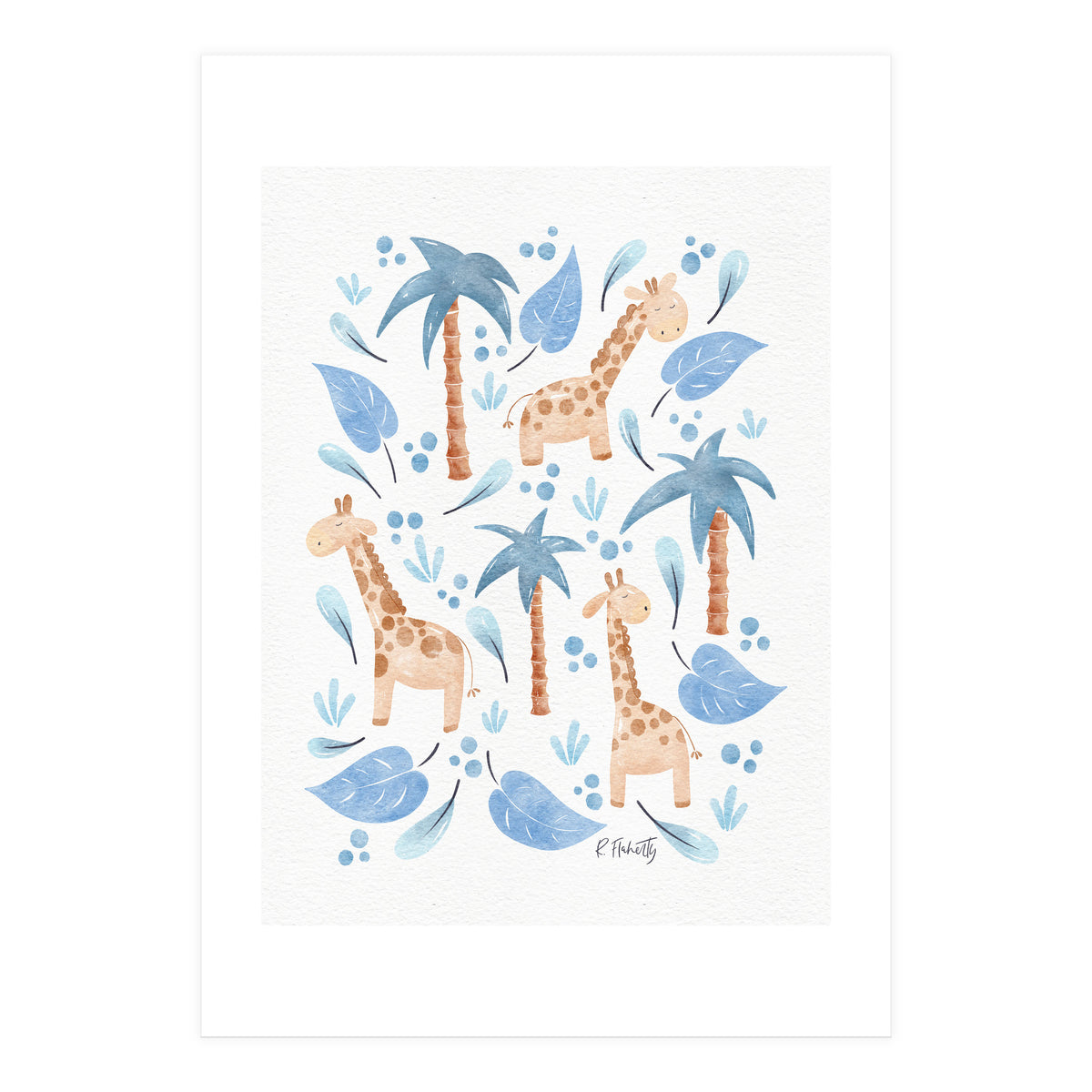 Jungle Giraffes | Blue (Print Only)