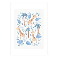 Jungle Giraffes | Blue (Print Only)