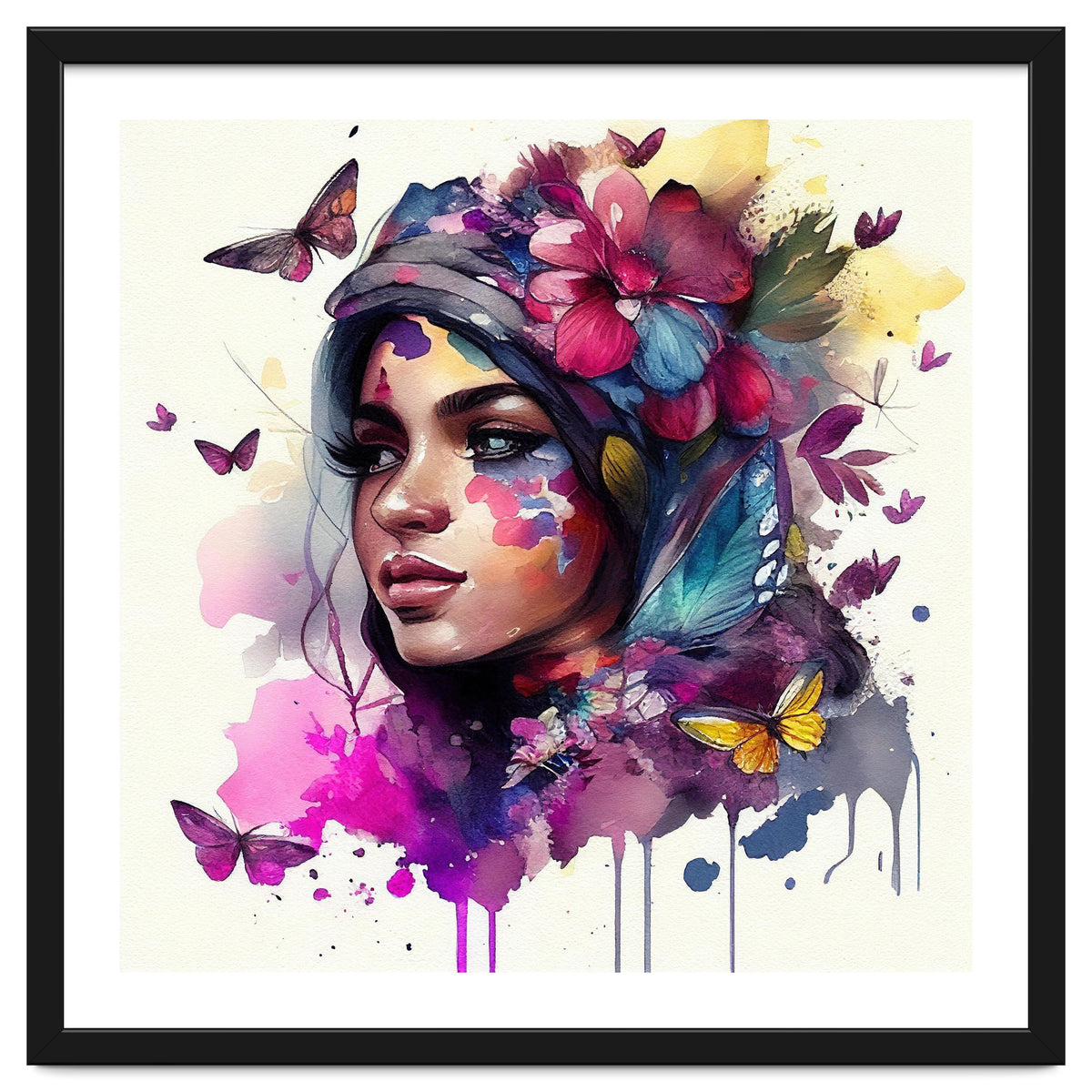 Watercolor Floral Arabian Woman #9