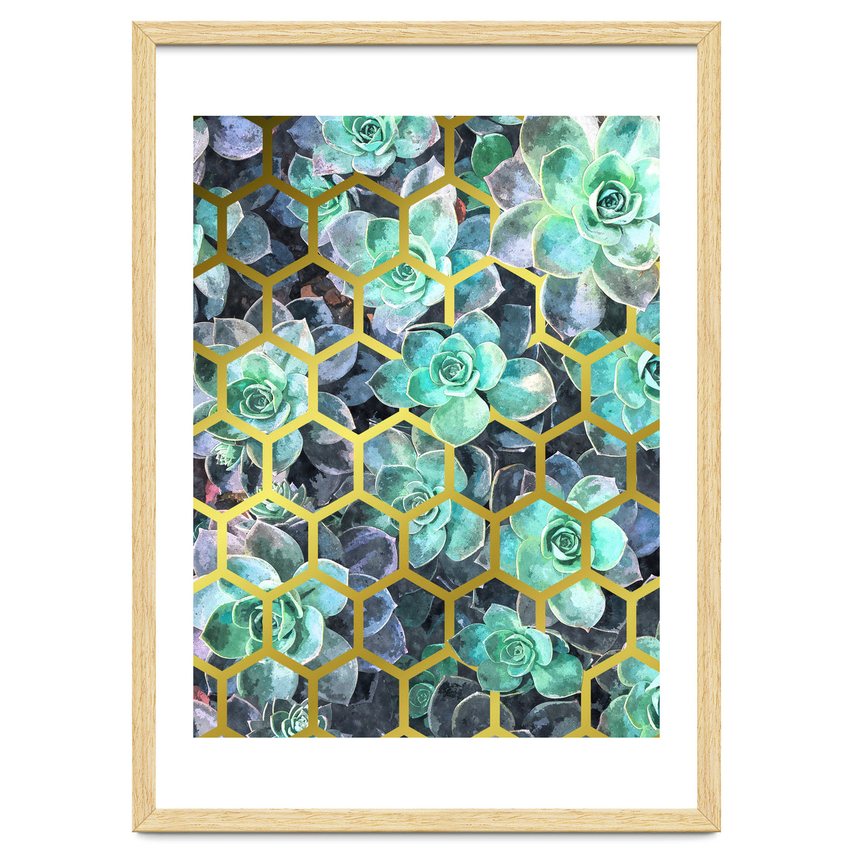 Succulents and Gold Geometric