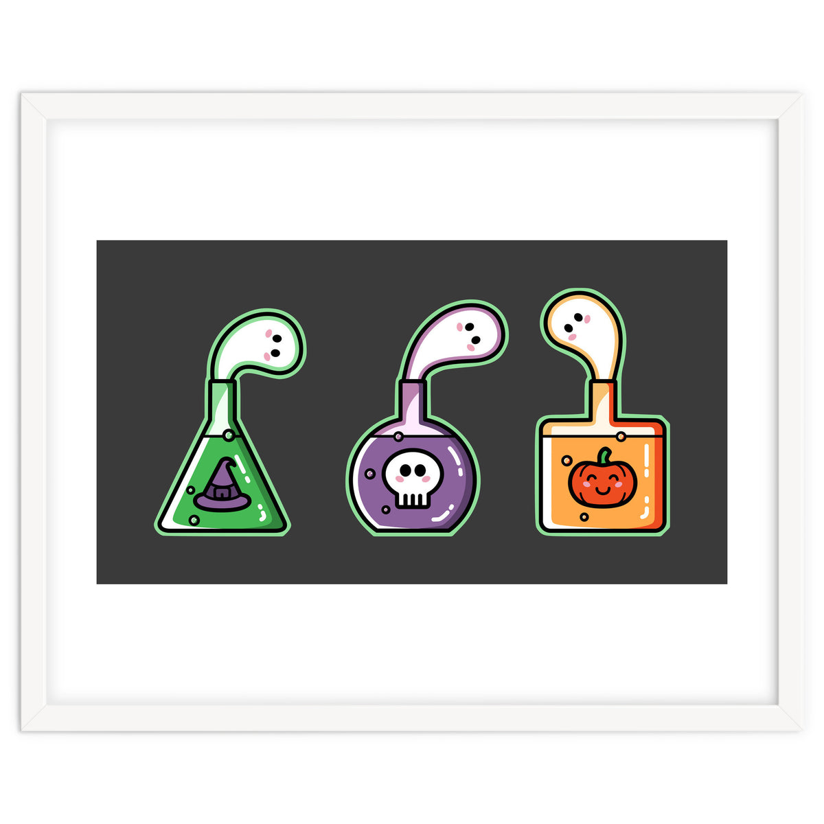 Kawaii Cute Halloween Potions - witches hat, skull, pumpkin, ghosts