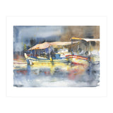 Yachts in the port. Watercolor art (Print Only) thumbnail