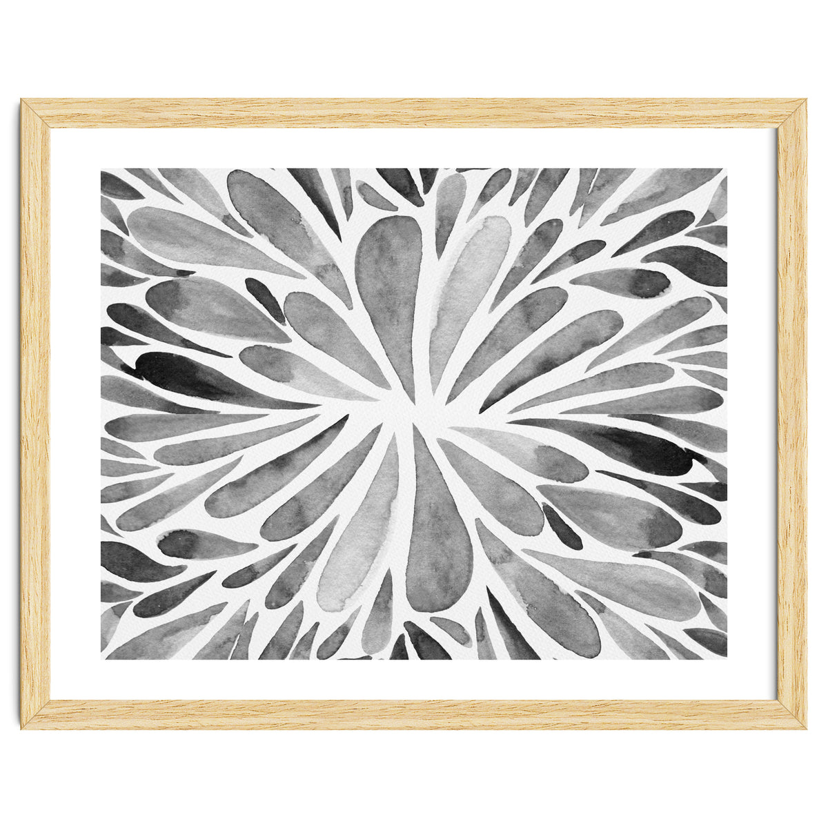 Retro abstract floral - black and white
