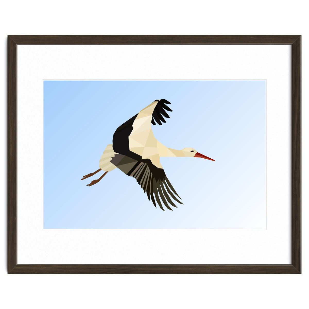 White Stork Bird Low Poly Art