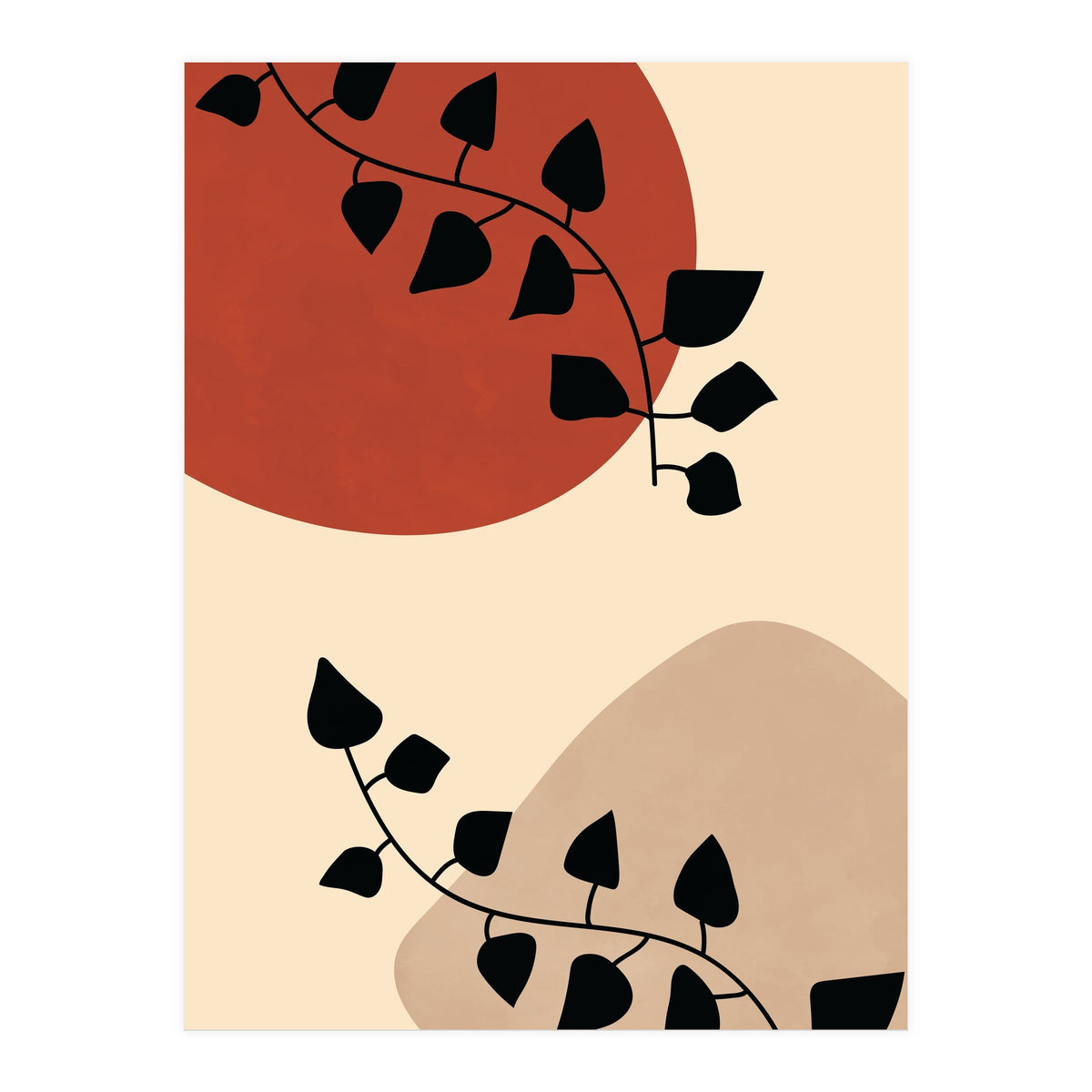 Abstract Boho Botanical Pothos Leaf (Print Only)