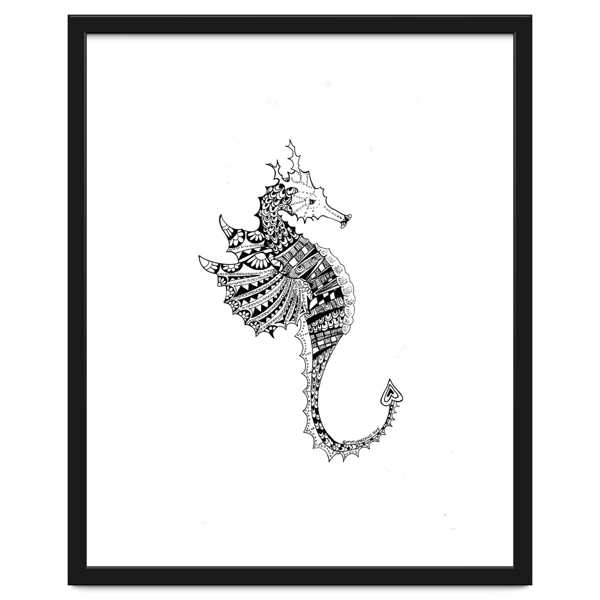 Seahorse Dragon Zen Doodle