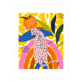 Leopard Somewhere Over The Rainbow, Maximalist Abstract Wildlife Jungle Botanical, Pop of Color Eclectic Animals Illustration (Print Only) thumbnail