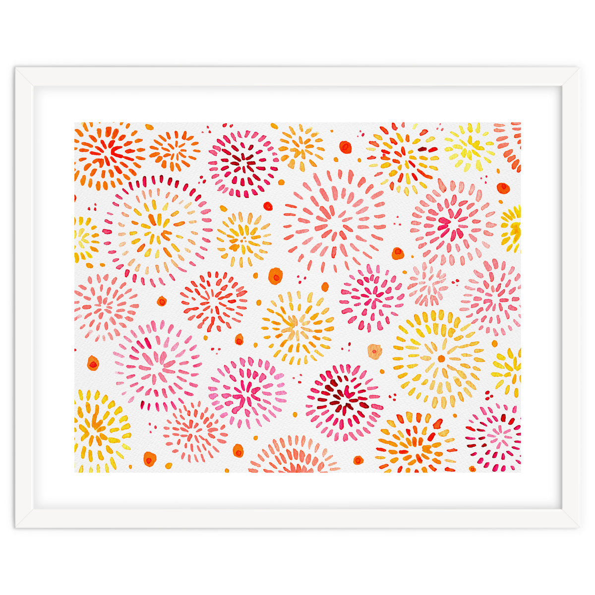 Abstract fireworks pattern in yellow and red