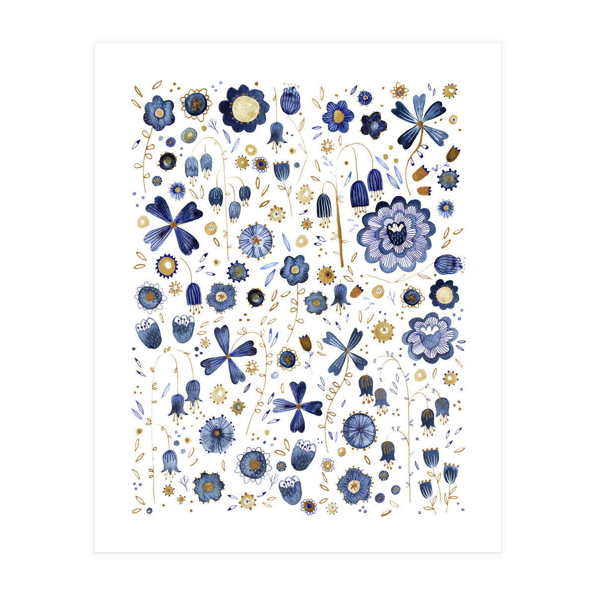 Indigo Flower Mashup (Print Only)