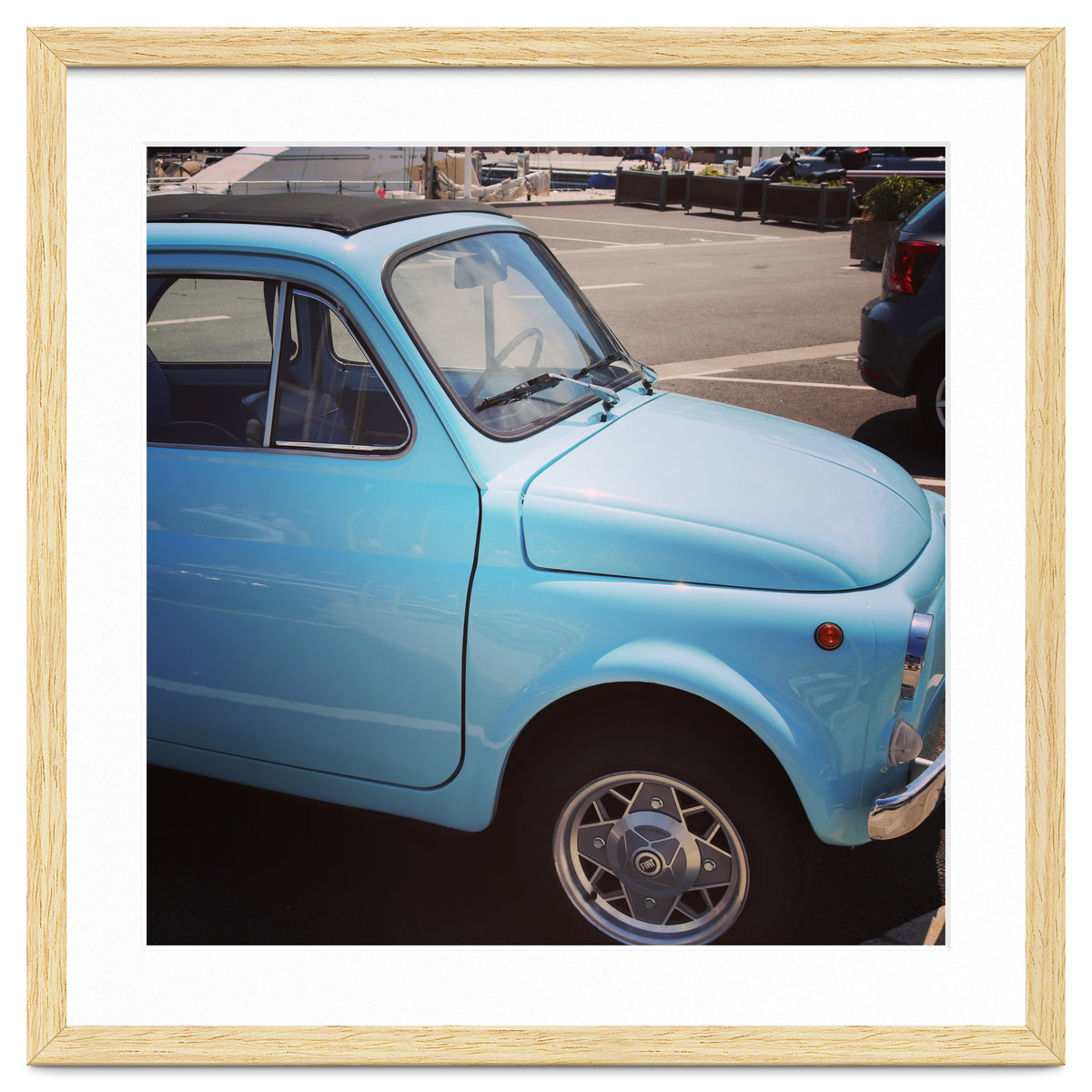 Pale blue Fiat 500