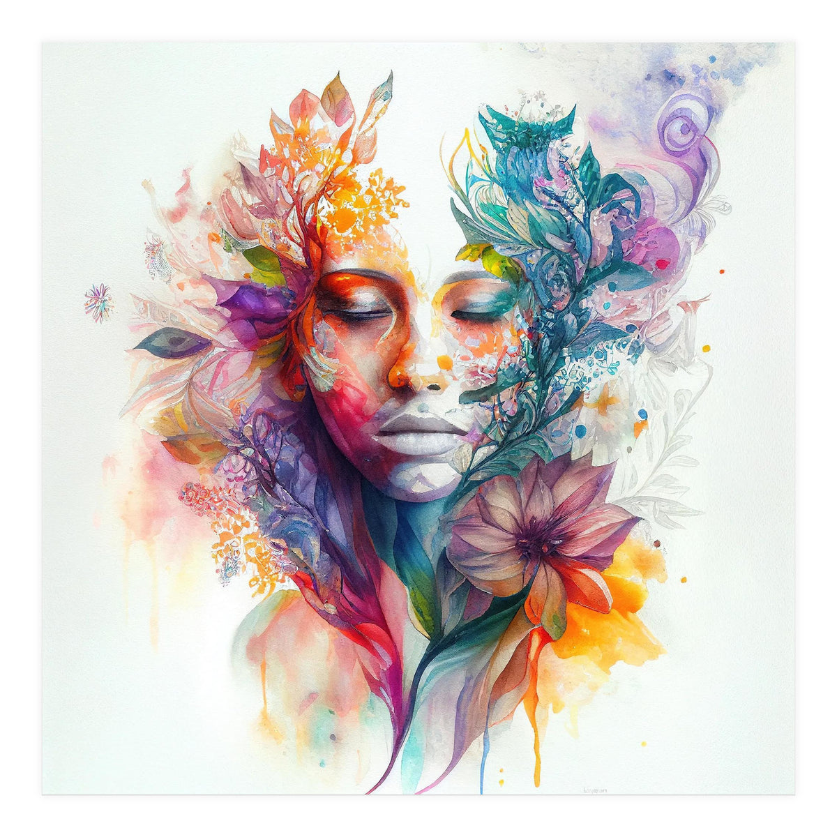 Watercolor Tropical Woman #15 (Print Only)